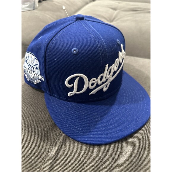 NEW ERA LOS ANGELES LA DODGERS 1958-2008 50TH ANNIVERSARY HAT BLUE WHITE OSFM - Picture 1 of 10